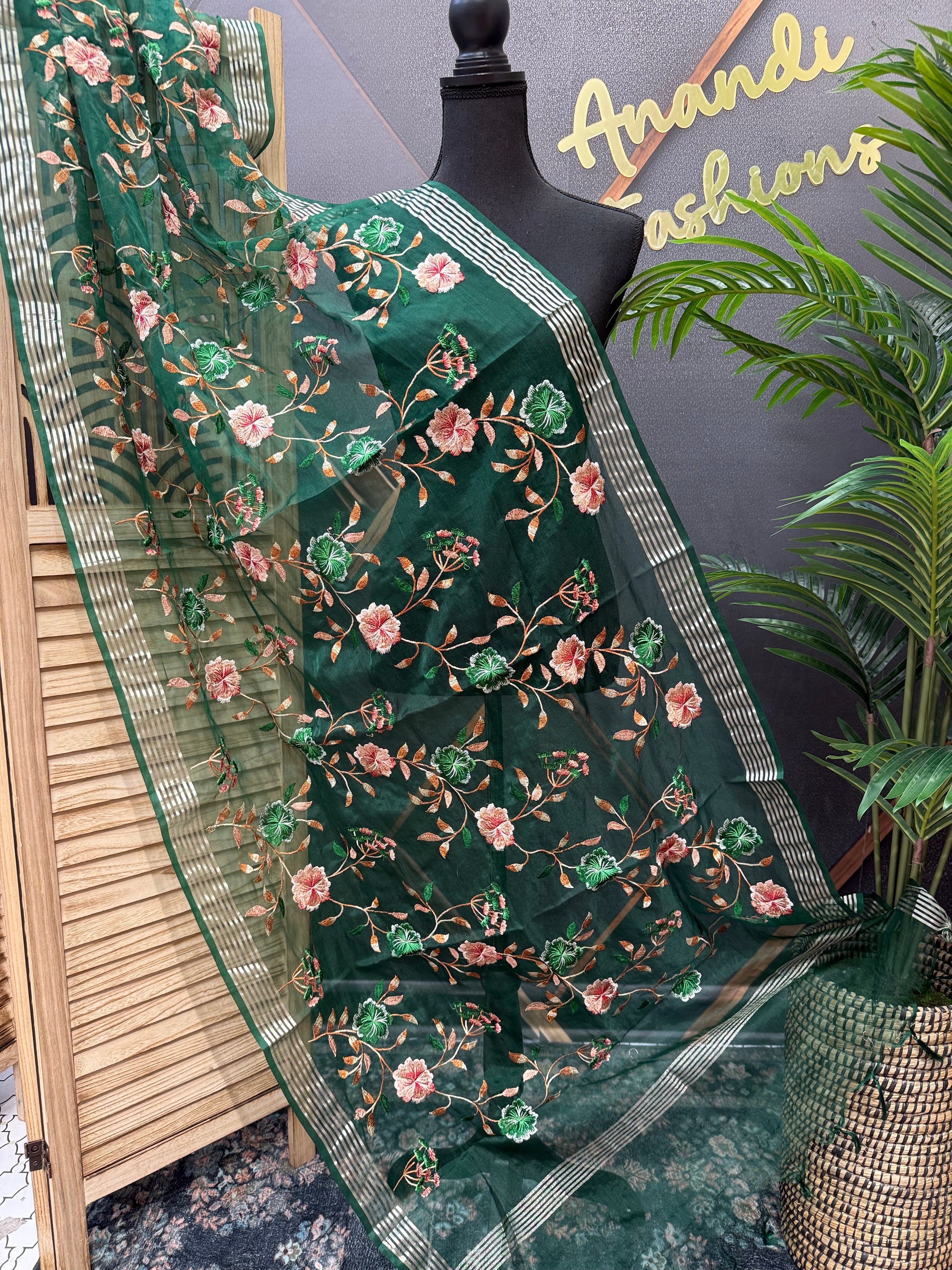 Organza Dupattas with Embroidery