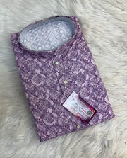 Lavender Mens Chikankari kurta set