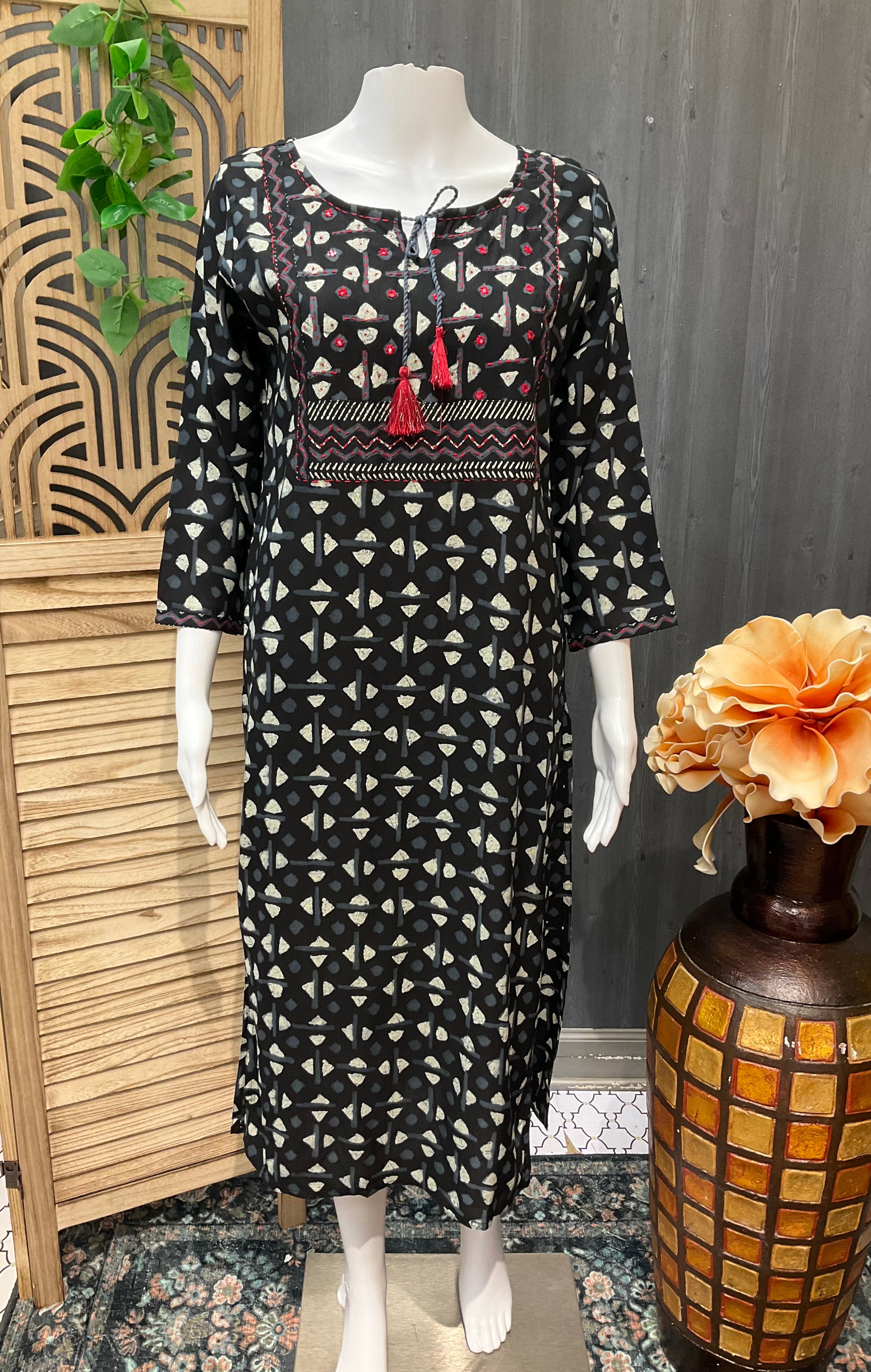 Black - Pure Cotton Kurti- Size 38