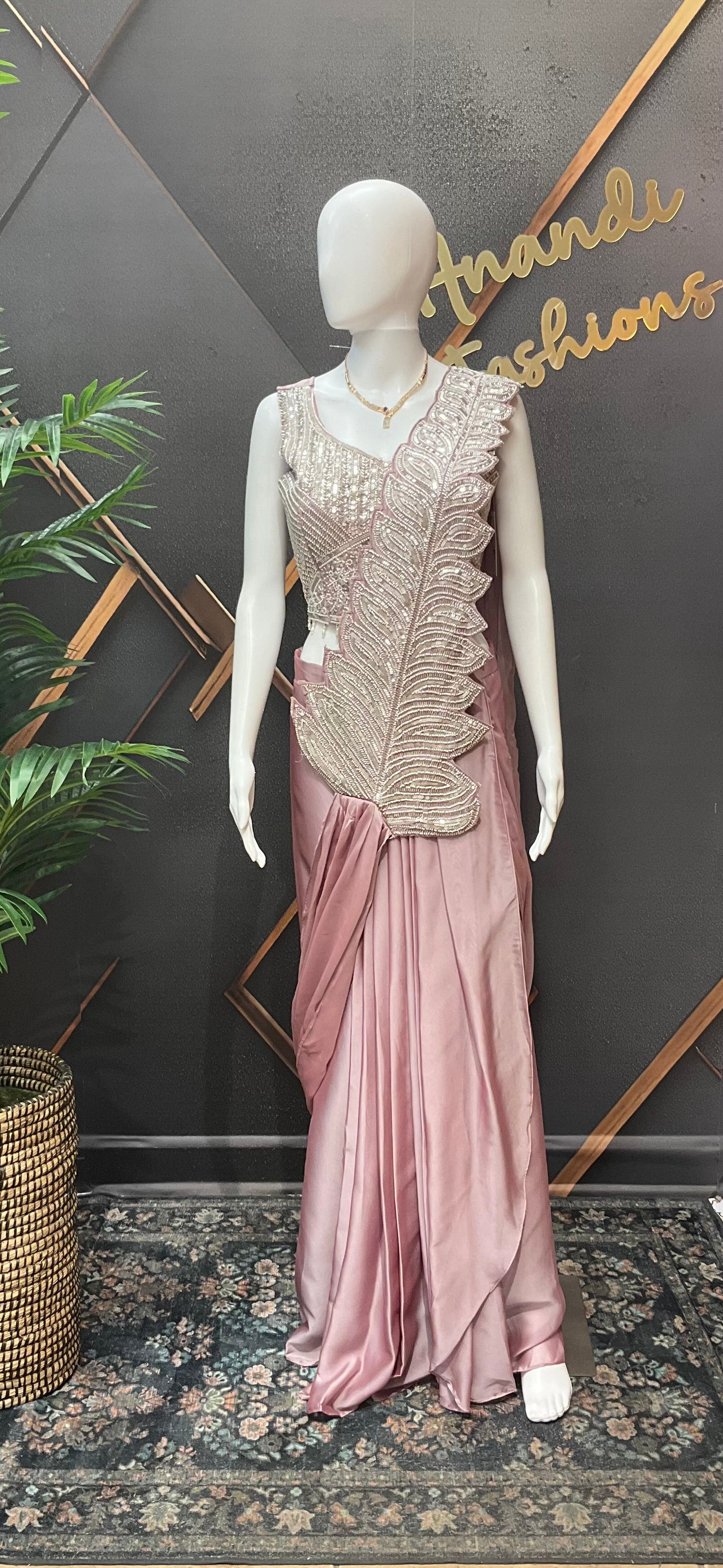 Lavender Ready to Wear Saree