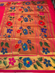 Pink Semi Silk Paithani Saree