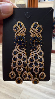 CZ Earrings - Navy Blue