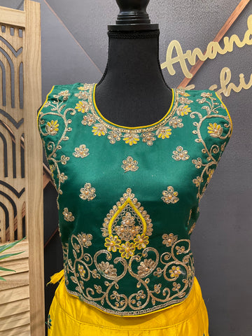 Teenage Girls - Green & Yellow Lehenga set