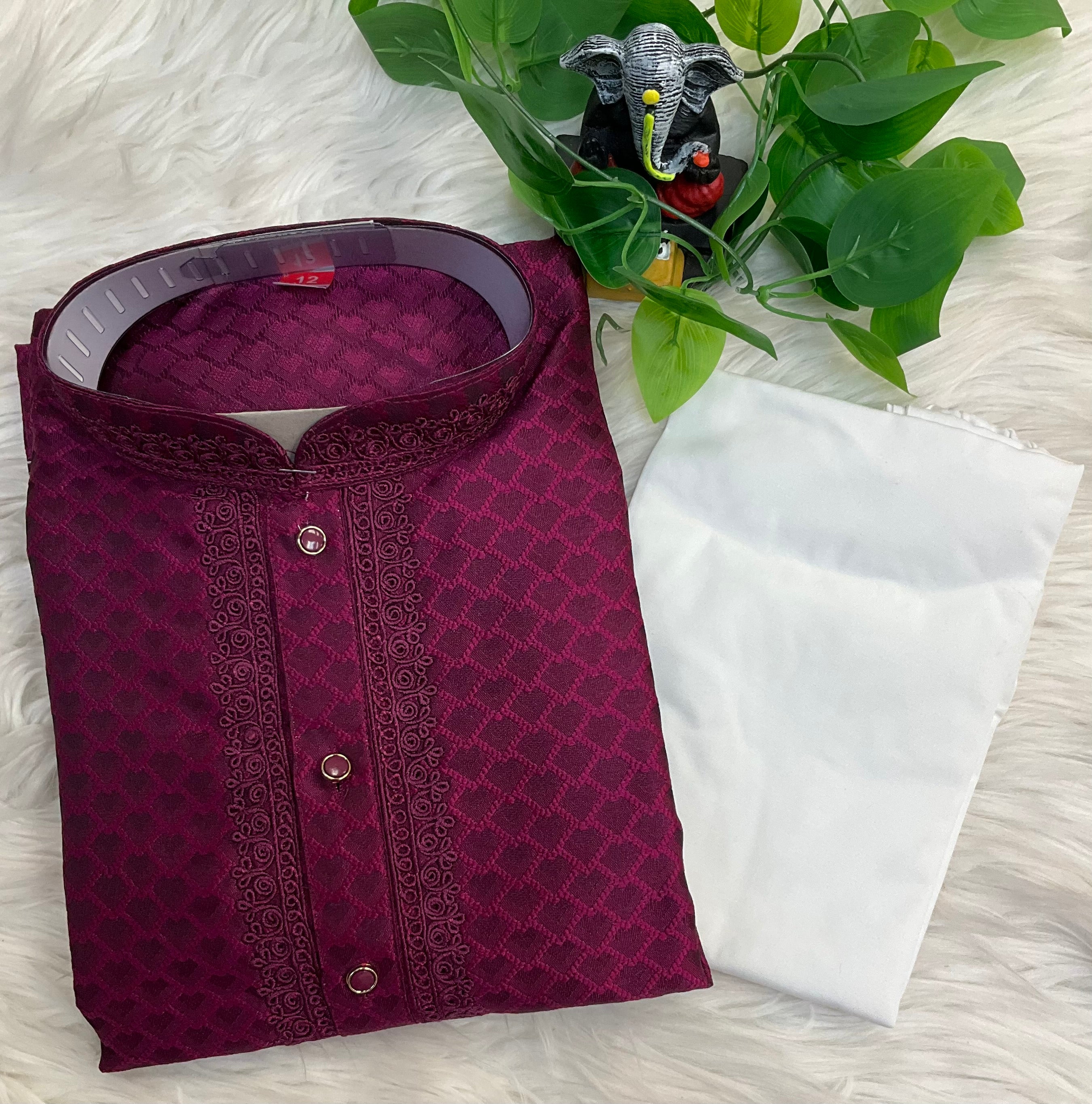 Wine color Boys Kurta Pajama Set