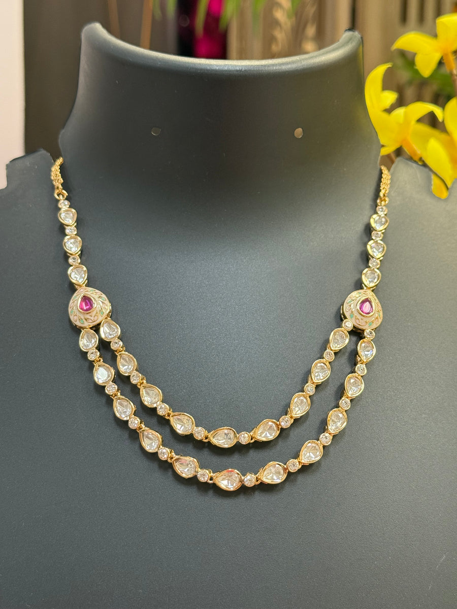2 Line Kundan Necklace set