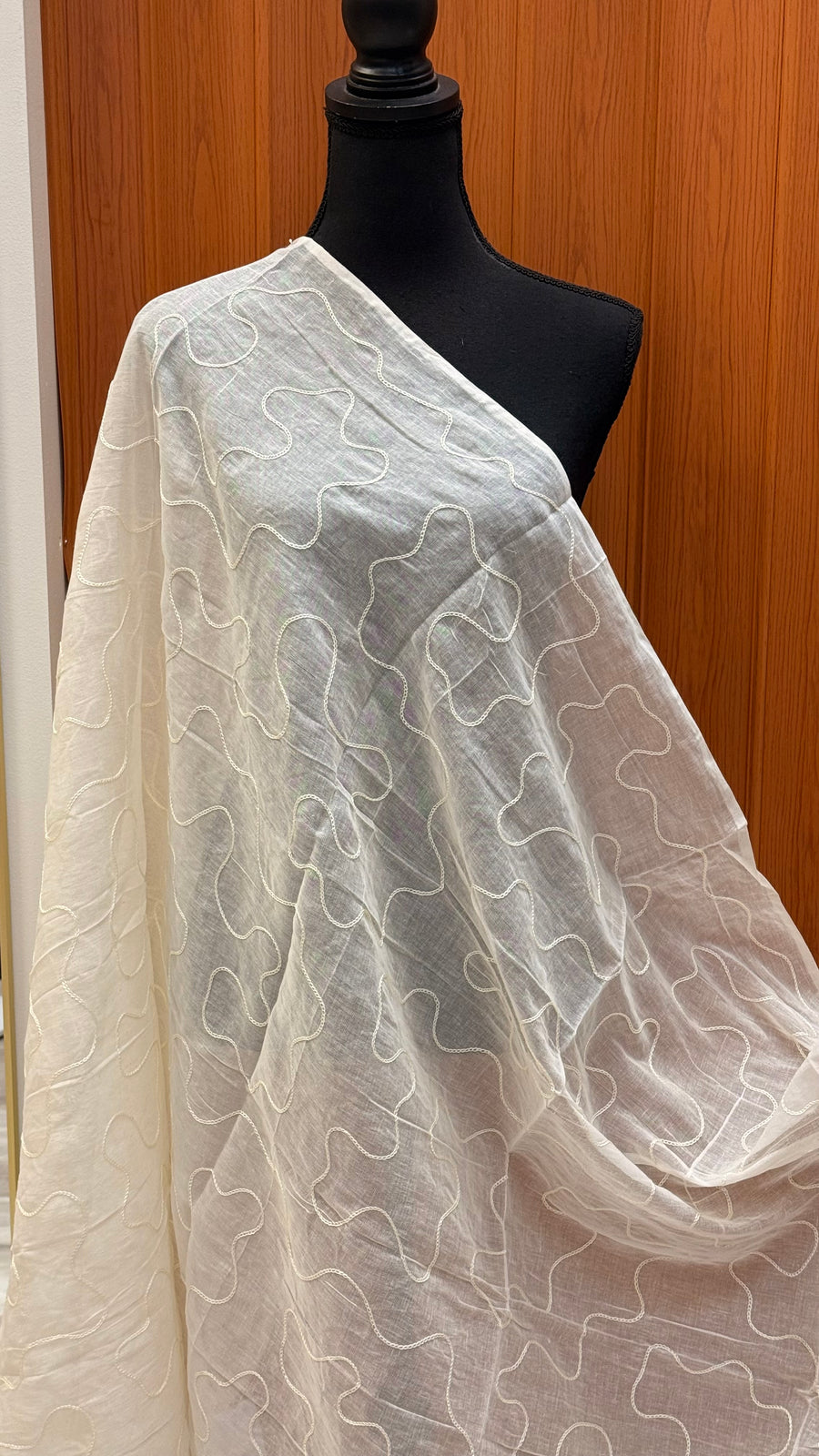 Half white Kadhi Cotton dupatta