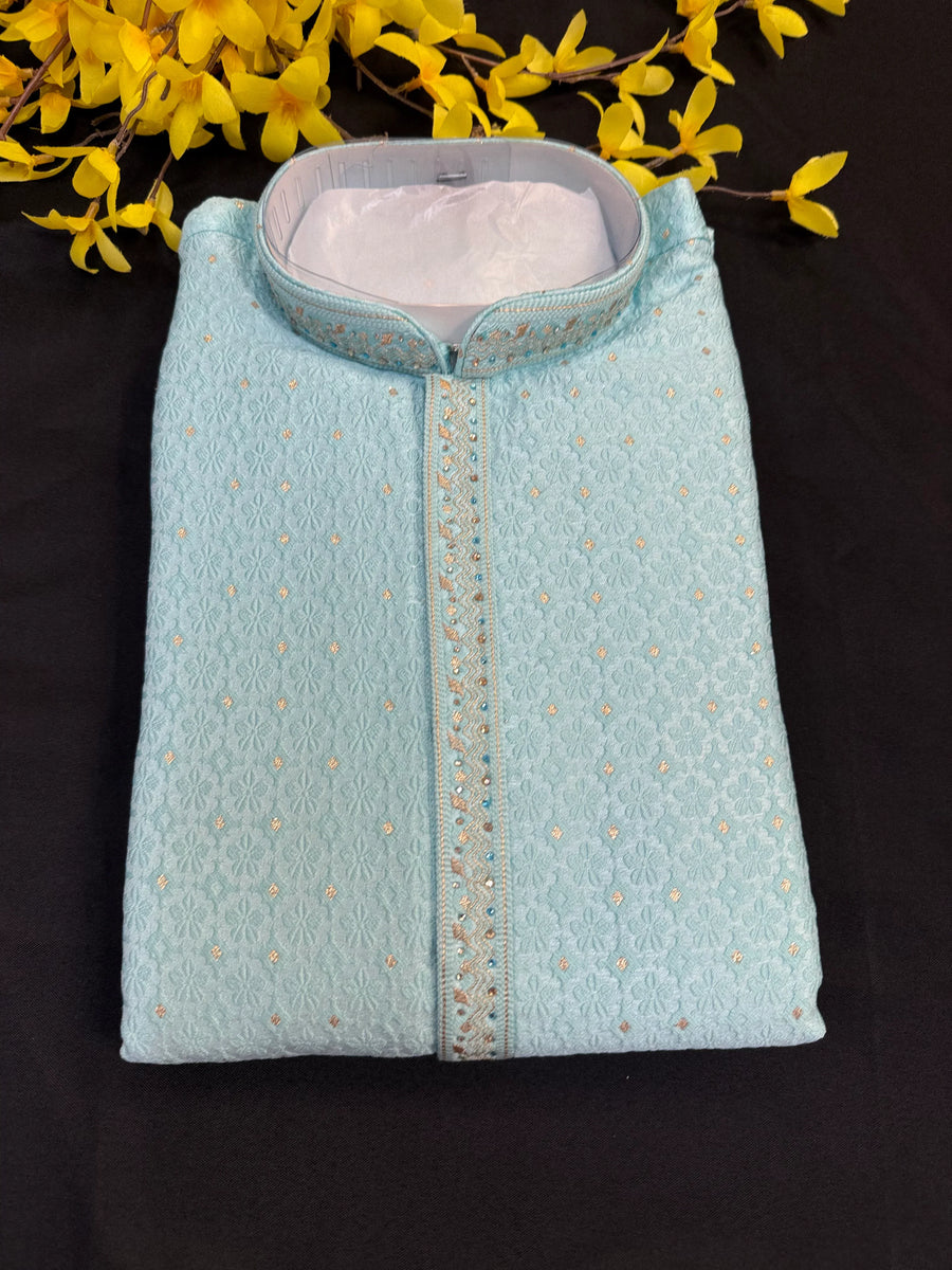 Premium Quality Aqua Blue Mens wear Kurta sets
