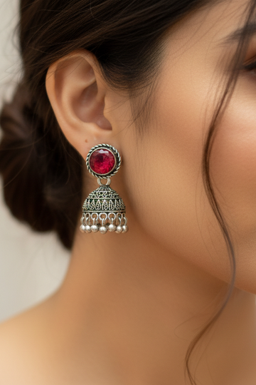 Cute small German silver Jhumkas/Earrings