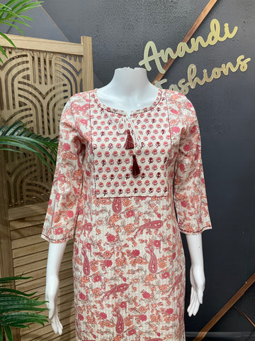 Pure Cotton Floral Kurti