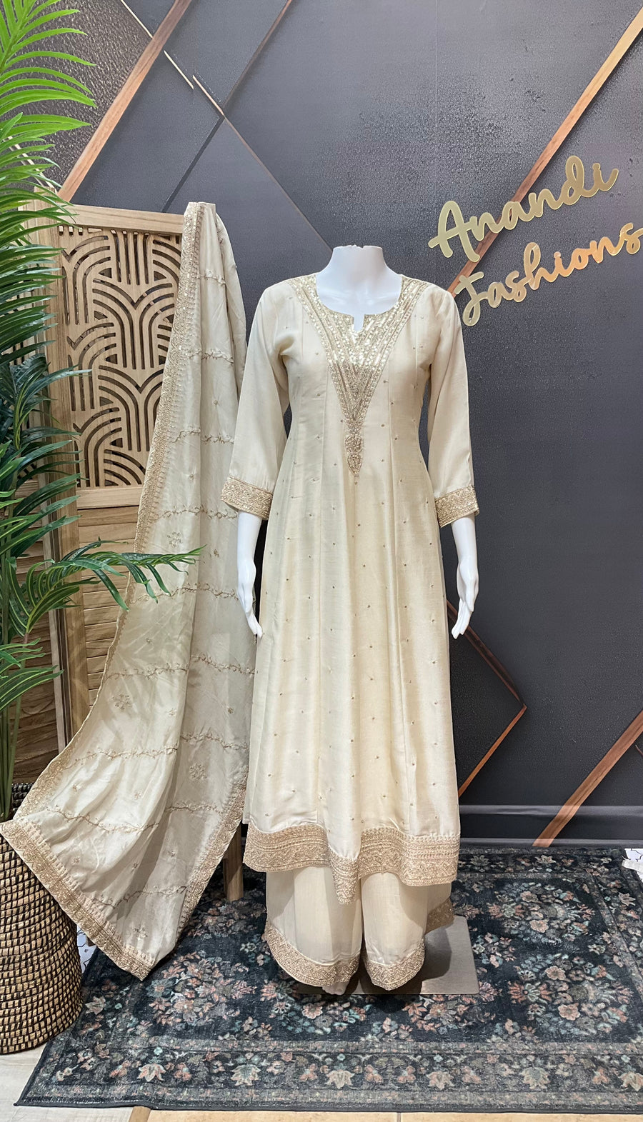 Beige Anarkali Kurti set