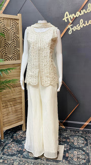 Half White Teenage Girls Palazzo Set