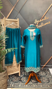 Blue Plus size Party Wear Kurti set