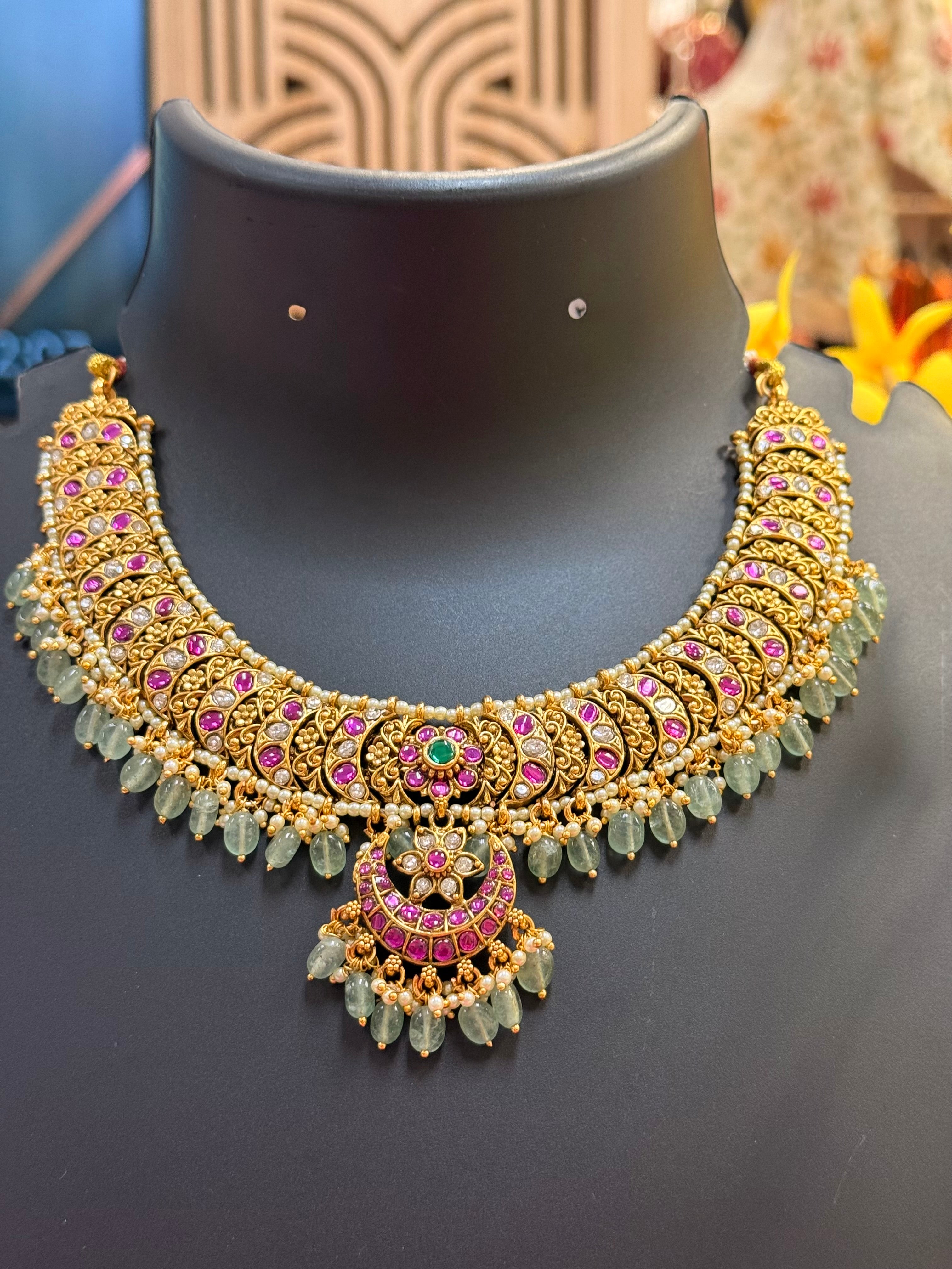 Jadau Kundan Moon/Chand Design Necklace set