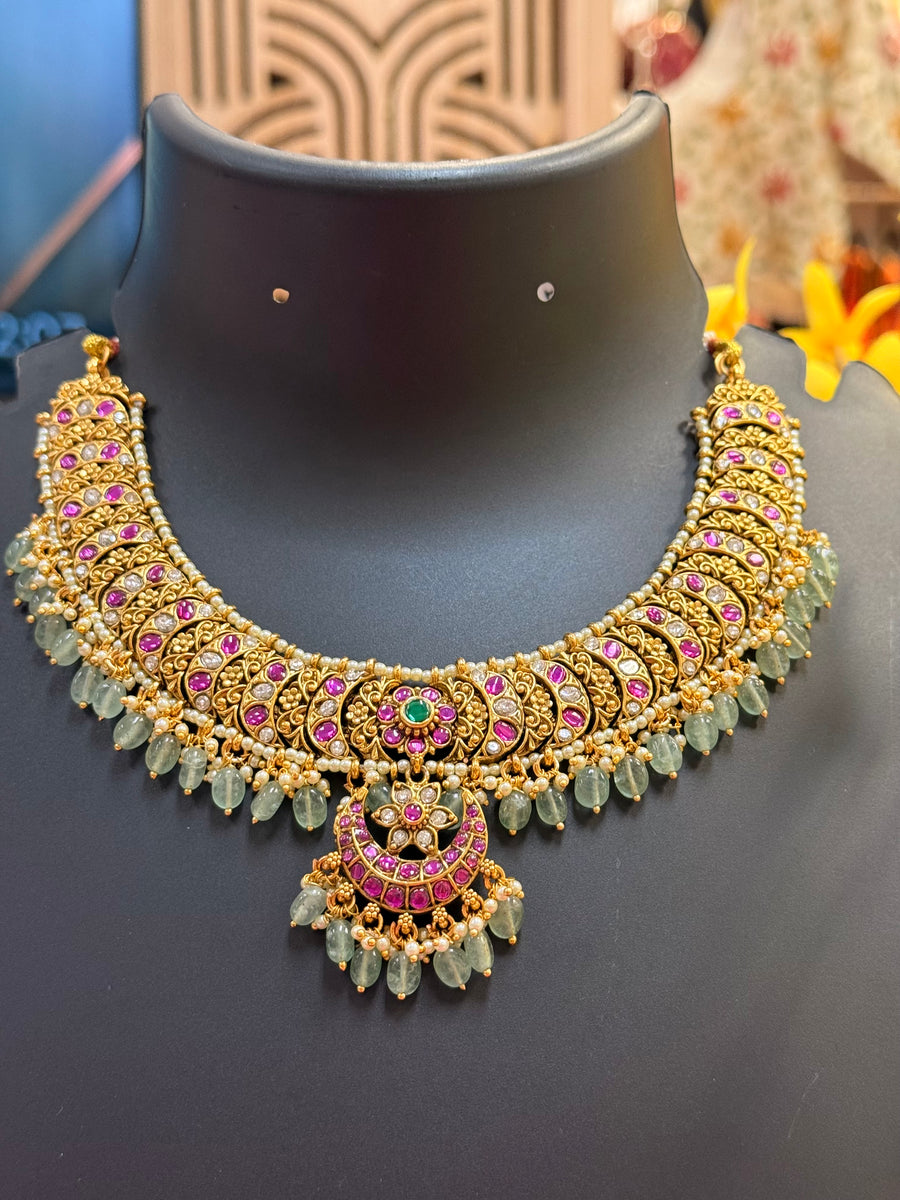 Jadau Kundan Moon/Chand Design Necklace set