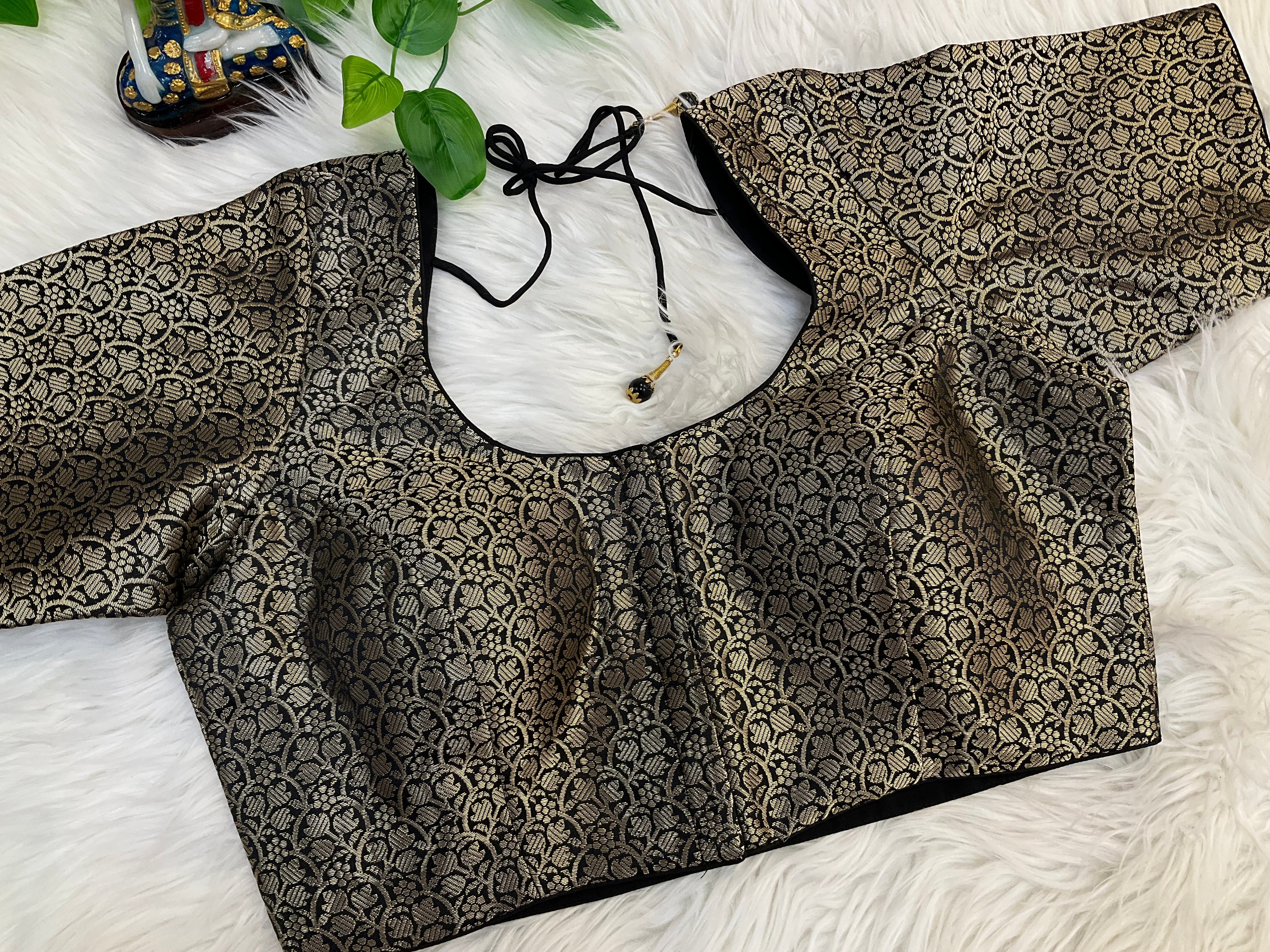 Premium quality -Black brocade blouses- front opening