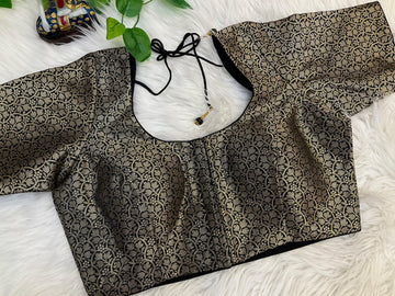 Premium Quality Black Brocade Blouse - Front Opening