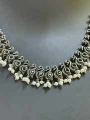German Silver Black Peacock Necklace set