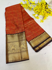 Semi silk Red Kanjeevaram saree