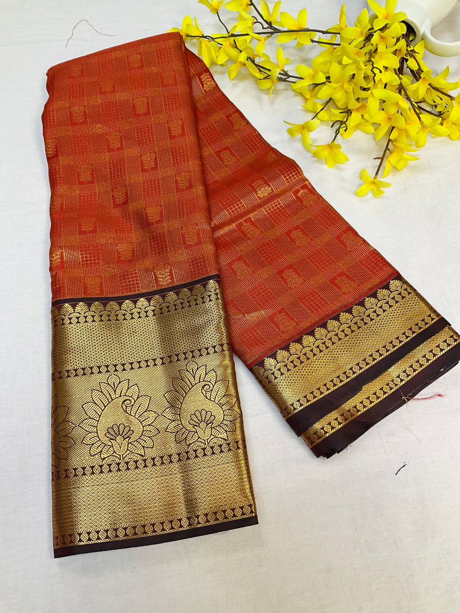 Semi silk Red Kanjeevaram saree
