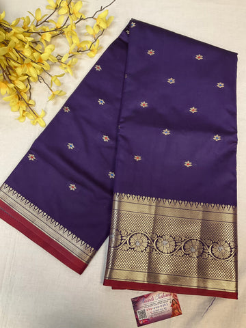 Violet - Semi Benarasi Silk Saree