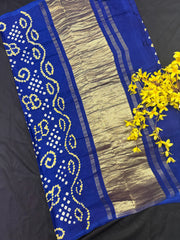 Royal Blue - Gajji Silk Bhandhini Sarees