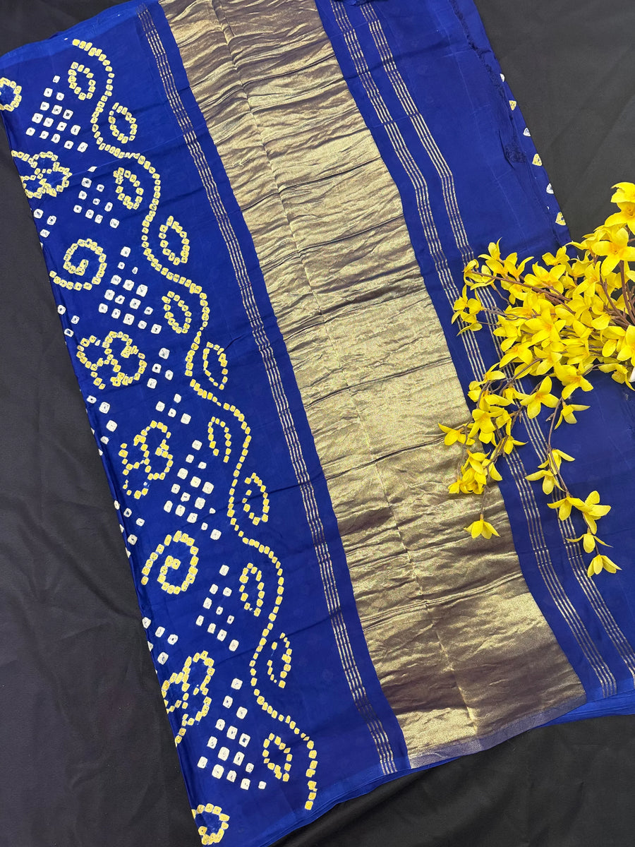 Royal Blue - Gajji Silk Bhandhini Sarees