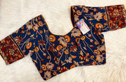 Pure Cotton Purple Color Cotton Kalamkari Blouse- Front Opening