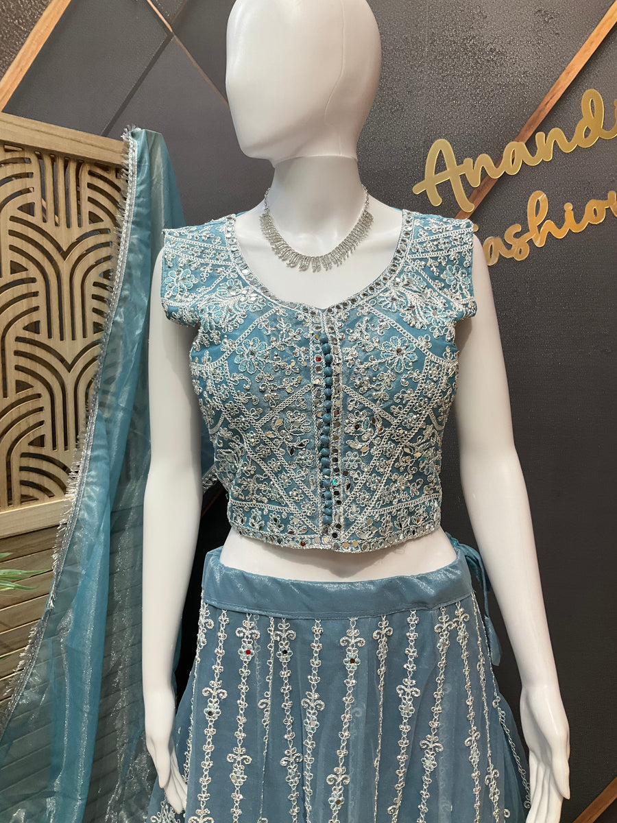 Blue Heavy Work Lehenga set