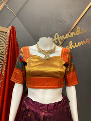 Paithani Half Saree/Lehenga set in Wine Color