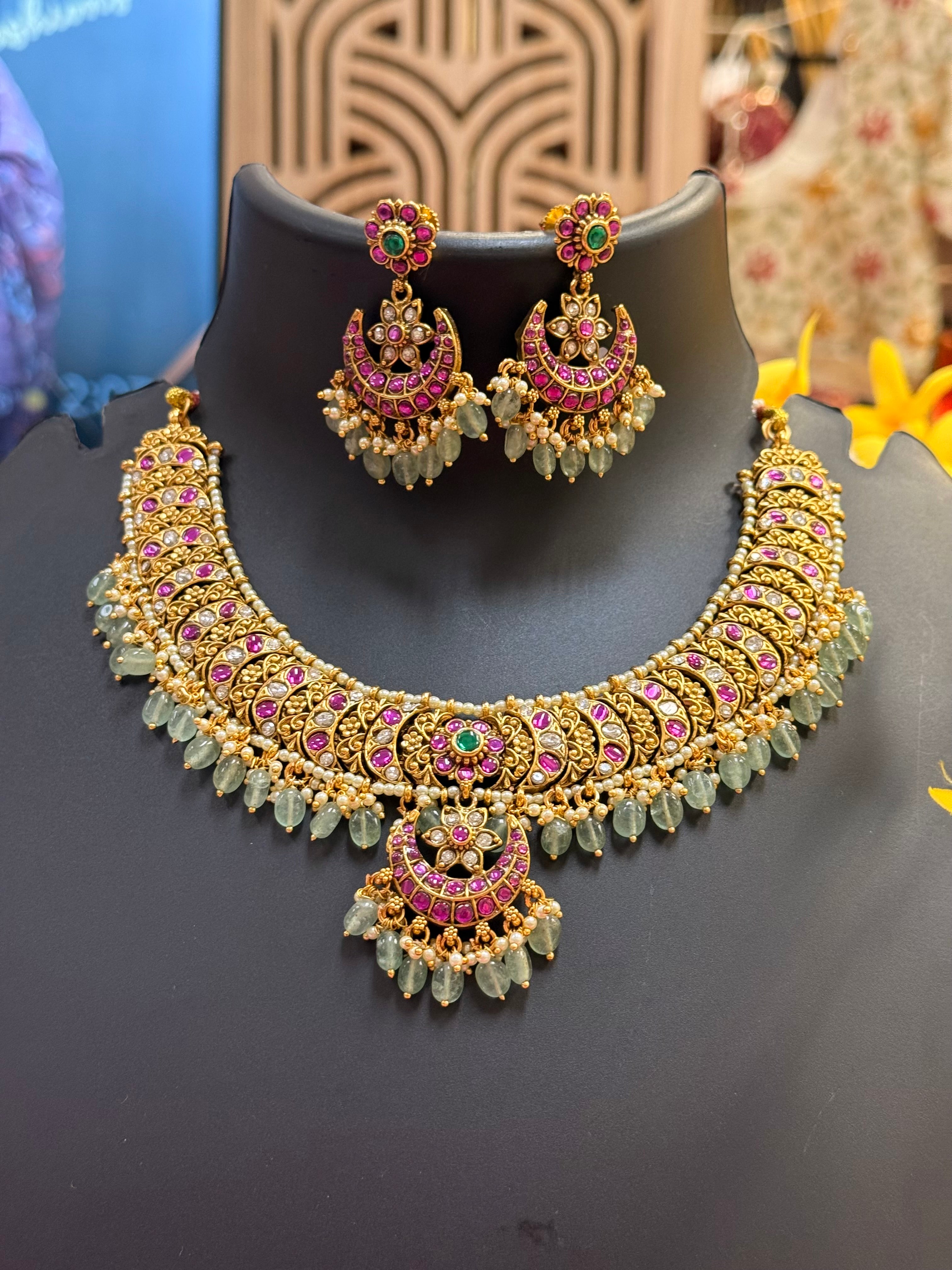 Jadau Kundan Moon/Chand Design Necklace set