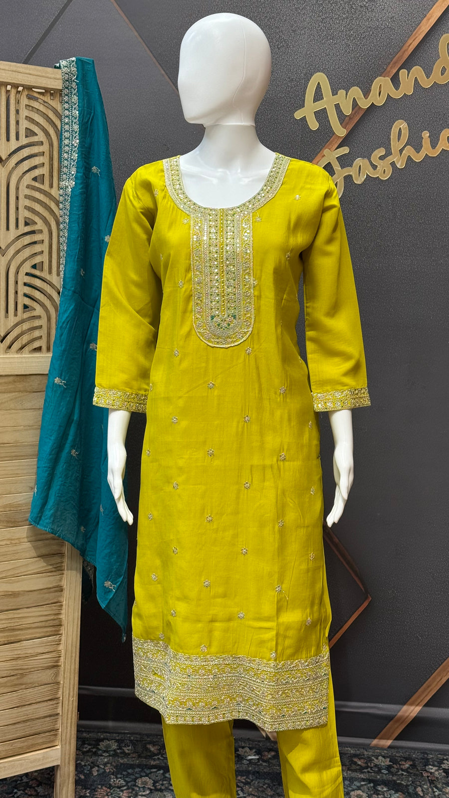 Green Party yellow Wear Kurti set