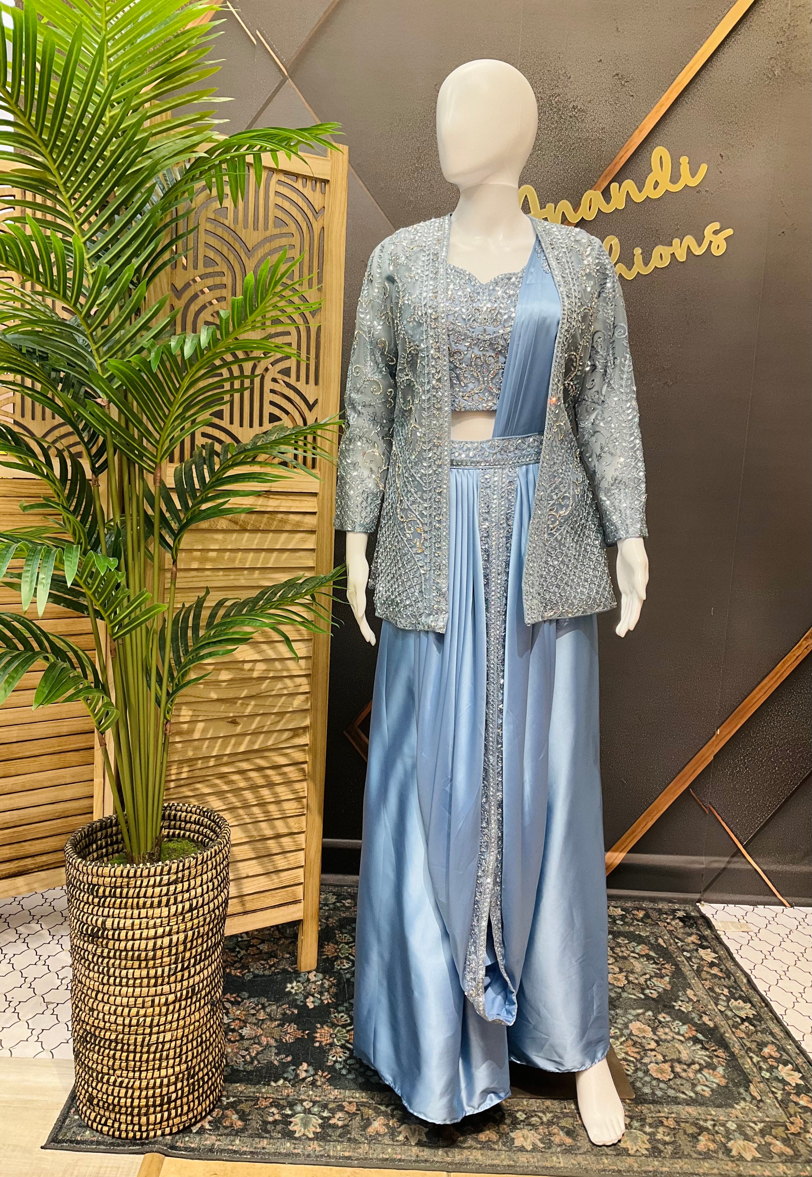 Ready to Wear Saree with Overcoat