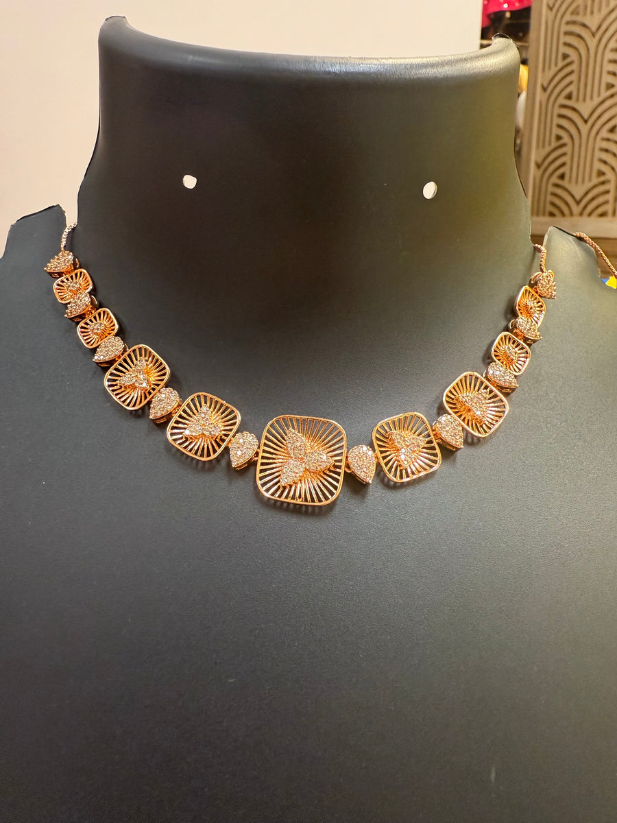 Cute Rose Gold Necklace set