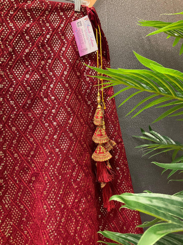 Party Wear Maroon Lehenga Skirt with Sequin Work | Festive