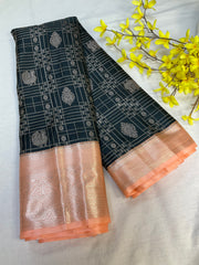 Black Semi Silk Kanjeevaram Saree