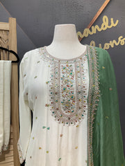 Plus Size Off White Anarkali Kurti Set