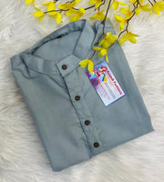 Plus size - Men's cotton kurta set in grey color