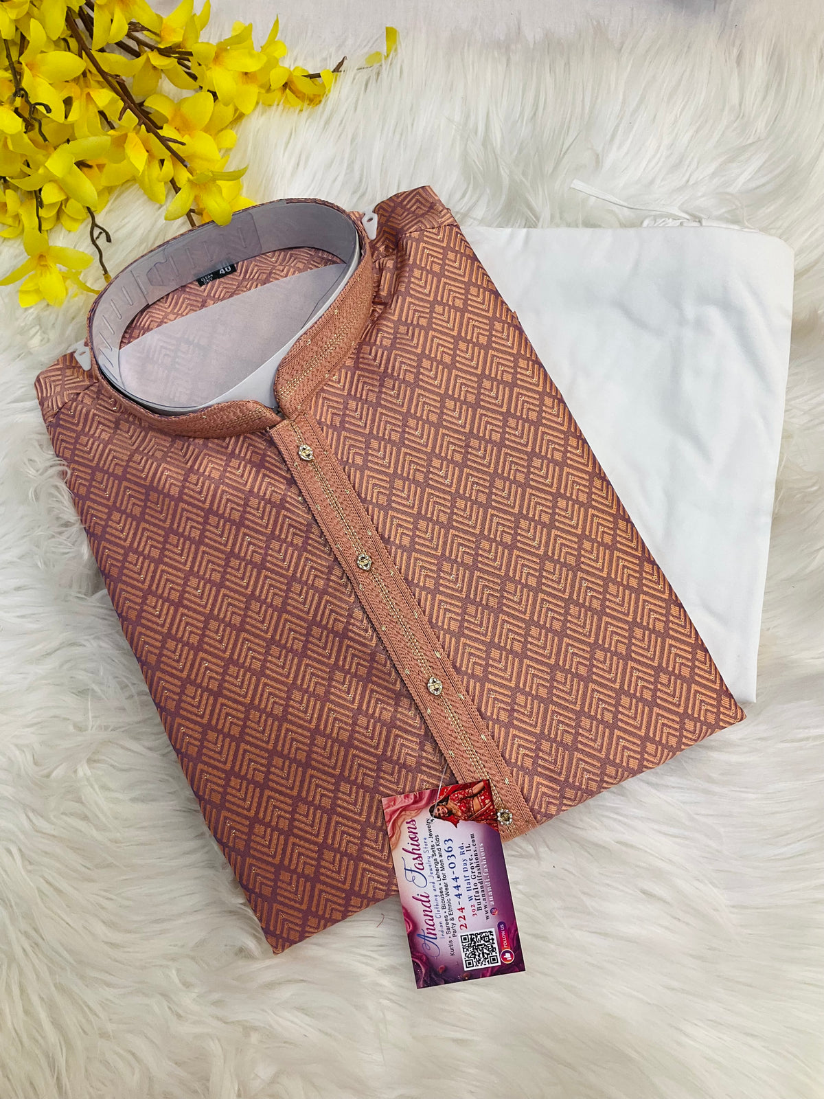 Light Orange Mens Wear kurta set