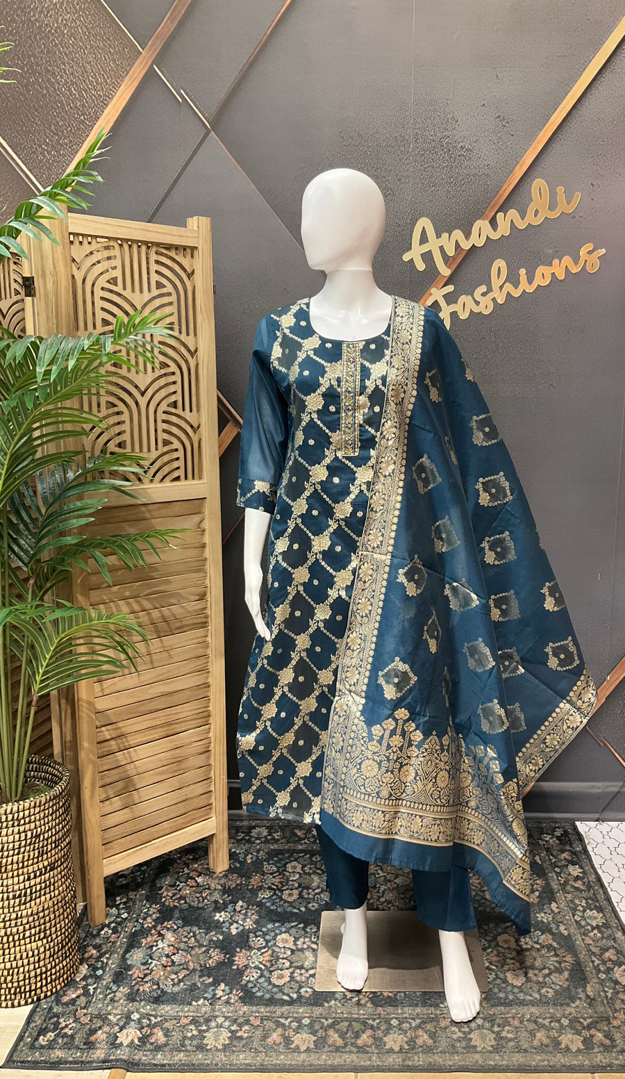 Benarasi Teal Blue Kurti set