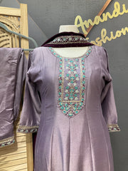 Plus Size Pastel Colors Anarkali Kurti Set