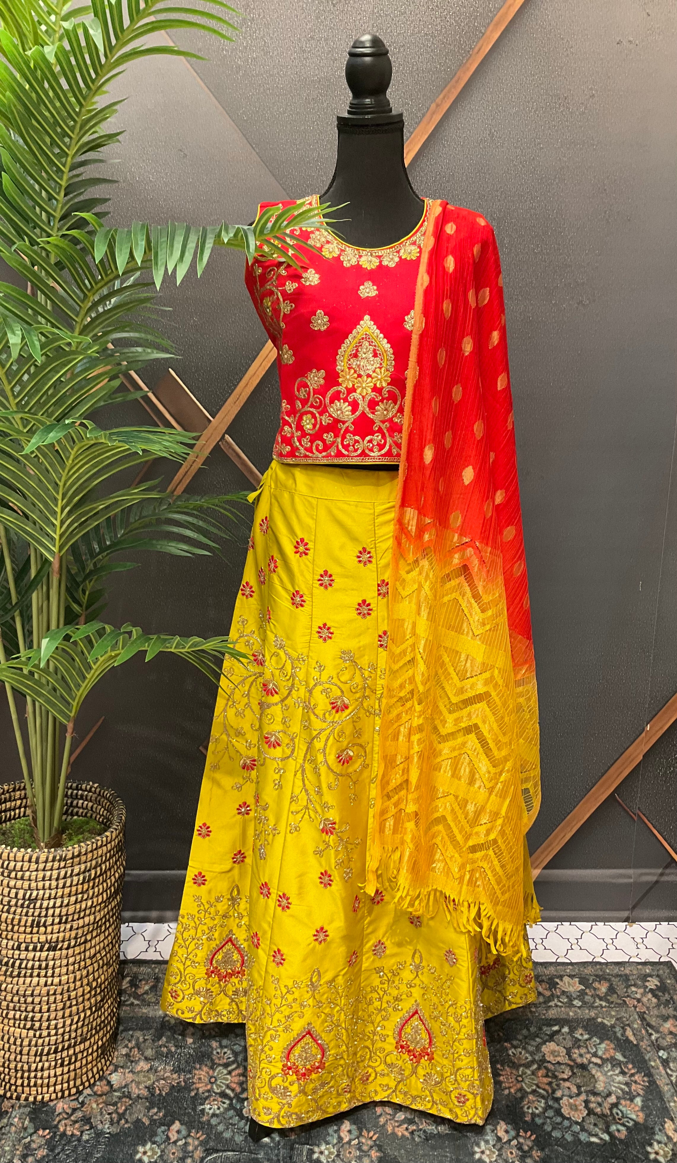 Little Girls/Teenage Girls - Red & Yellow Lehenga set - Party Wear Set
