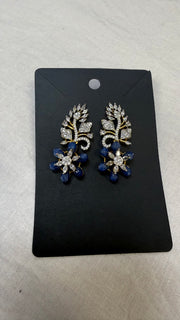 CZ Earrings with Blue beads