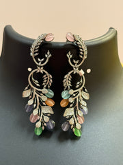 Black Metal Multicolor Monalisa Beads Earrings