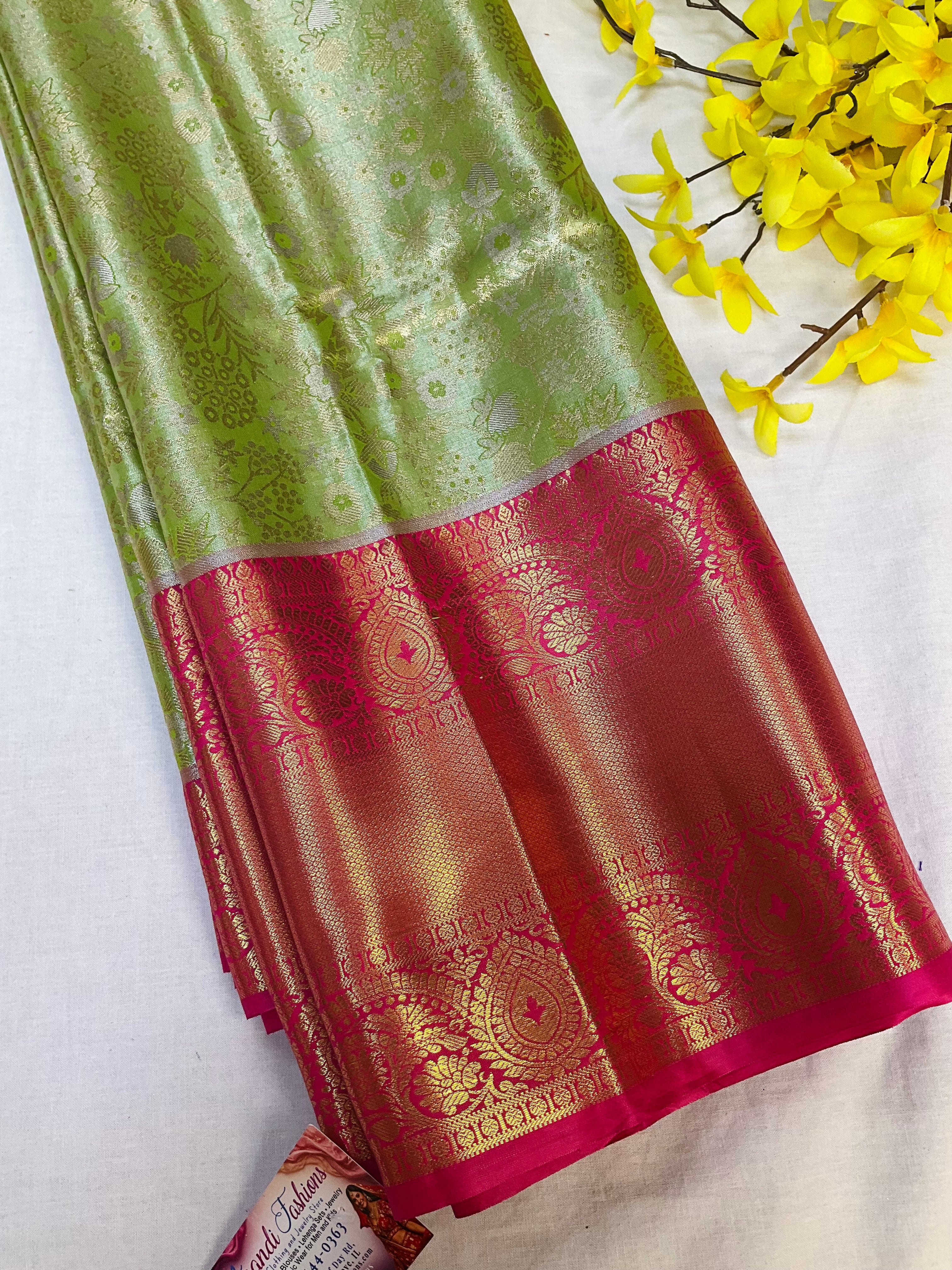 Green Semi Silk Kanjeevaram Saree