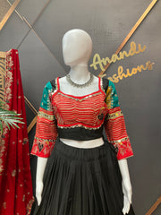 Garba Black Designer Silk Chaniya Choli set