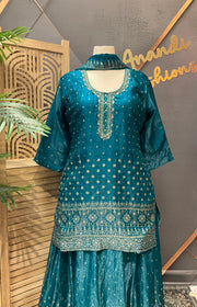 Plus Size  Rama Blue Lehenga with Long Blouse