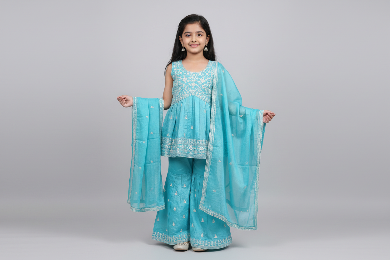 Sky Blue - Toddler Girls Sharara set