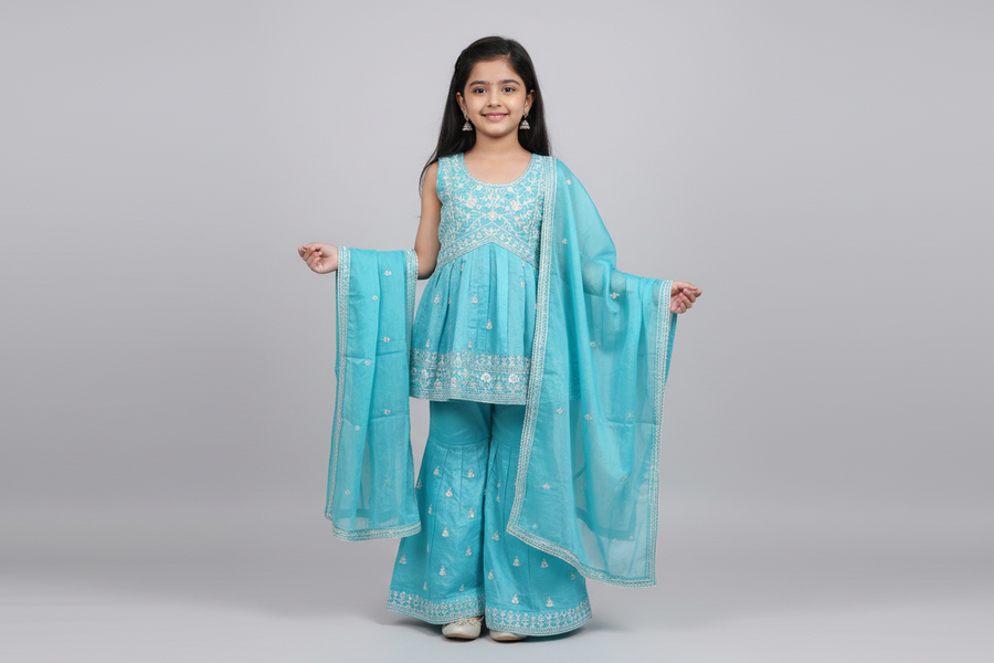 Toddler Girls Sky Blue Sharara Set