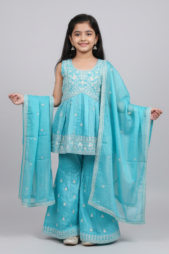 Sky Blue - Toddler Girls Sharara set