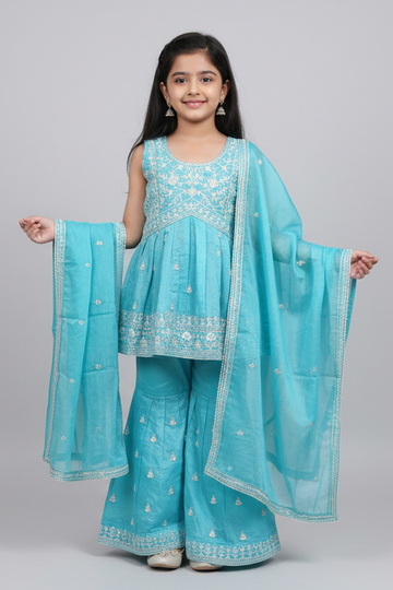 Sky Blue - Toddler Girls Sharara set
